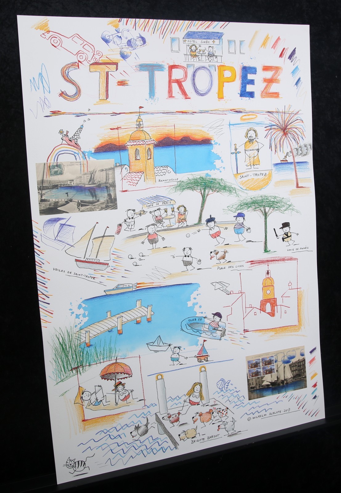 Schlote, Wilhelm - St. Tropez - original design drawing - signed UNIQUE