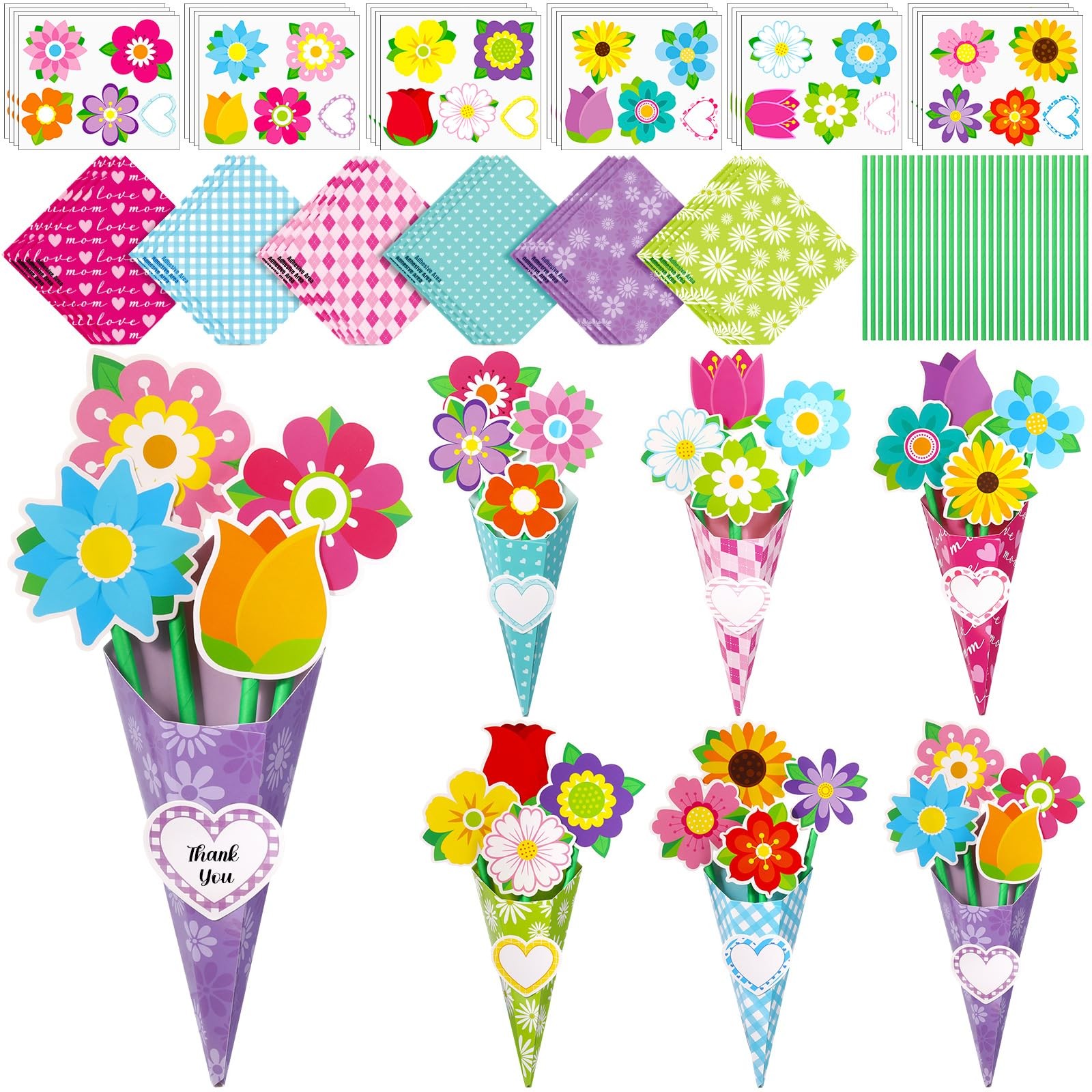Kosiz 24 Sets Flower Bouquet Crafts Kit DIY Flower Bouquet Kit Make Your Own ...