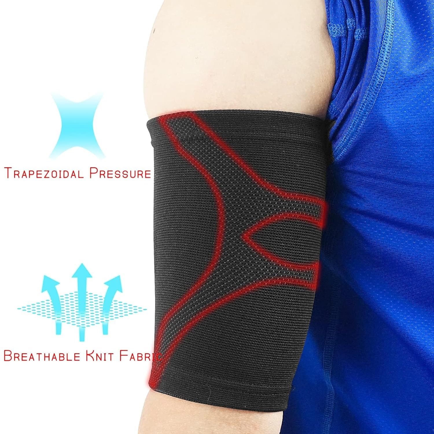 Luwint Bicep Tendonitis Brace, Knitted Compression Upper Arm Sleeve Large