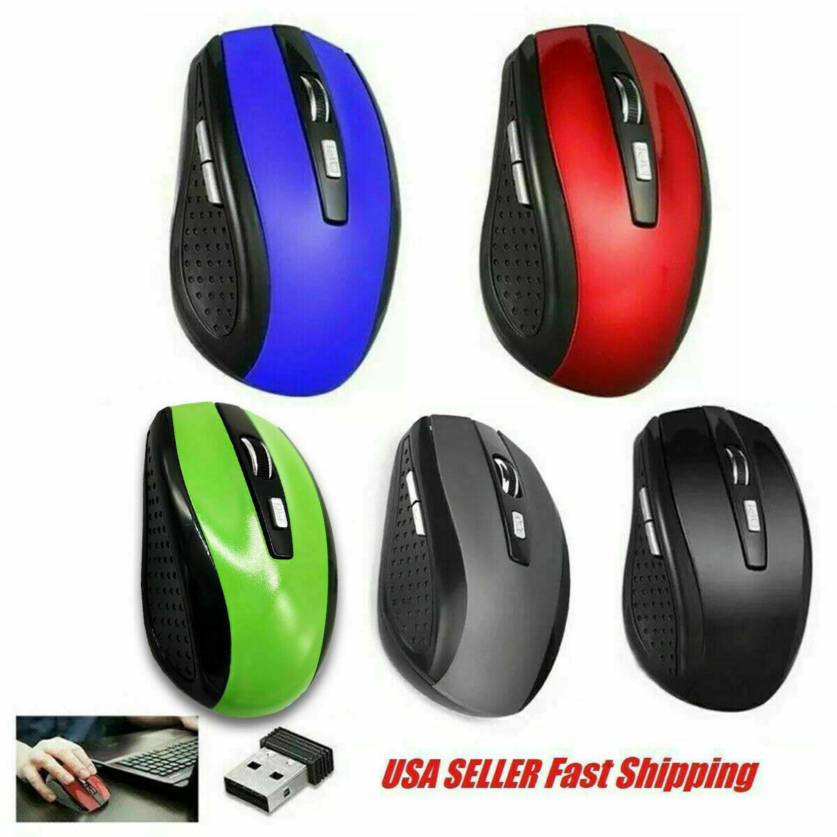 2.4GHz Wireless Optical Mouse Mice & USB Receiver For PC Laptop Computer Monitor