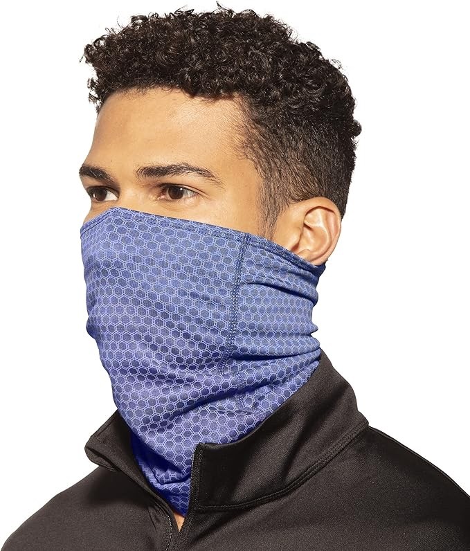 Blue Copper Fit Guardwell Washable Drawstring Face Cover, Mask, and Neck Gaiter