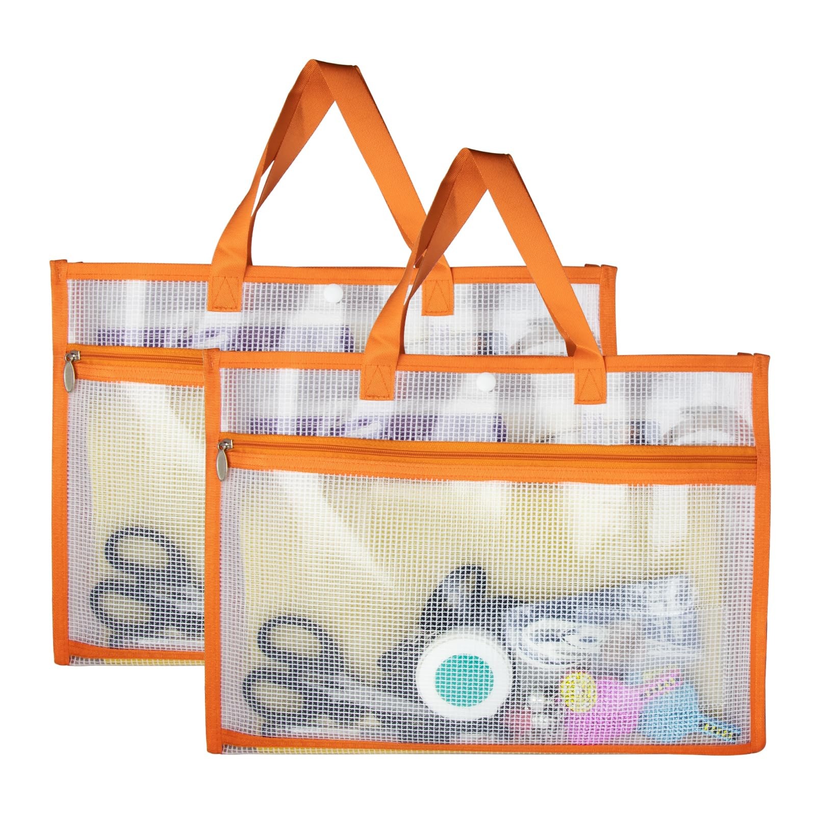 2 Pcs Portable Project Bags for Quilting Knitting, Stitching 2 Pack, Orange