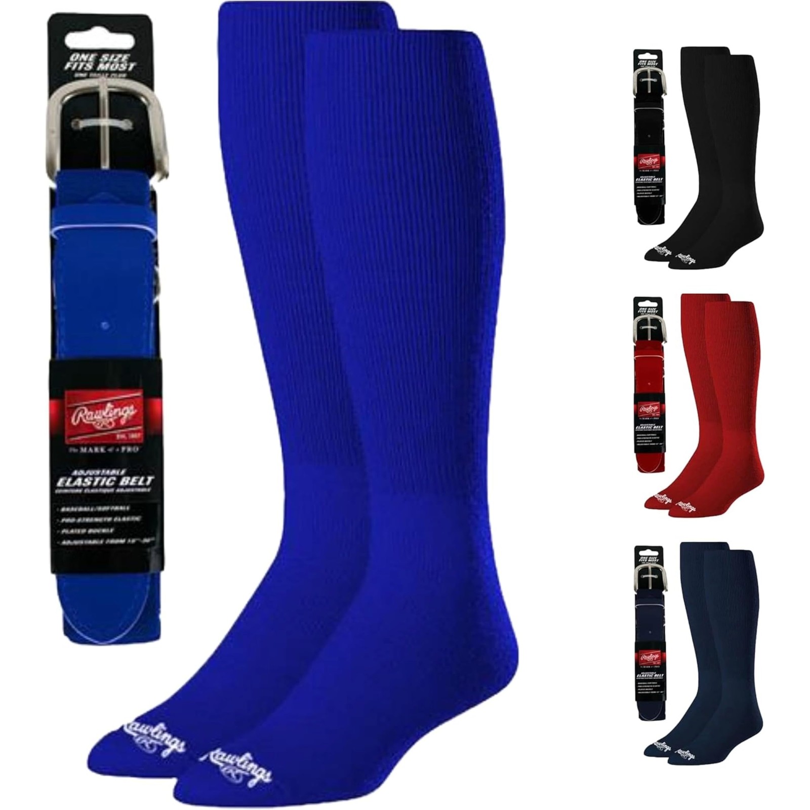Rawlings Baseball/Softball Belt & Socks Combo, Royal Blue, Large