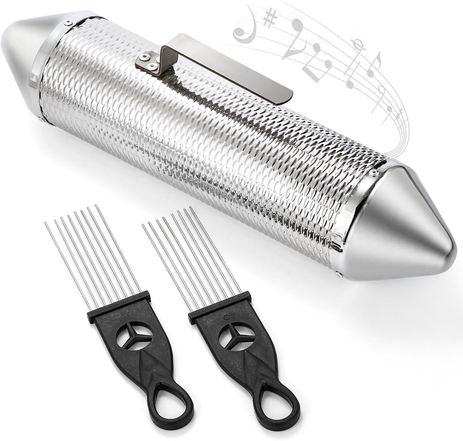 SOUJOY 15” Stainless Steel Guiro - 2 Scrapers, Latin Percussion Instrument for