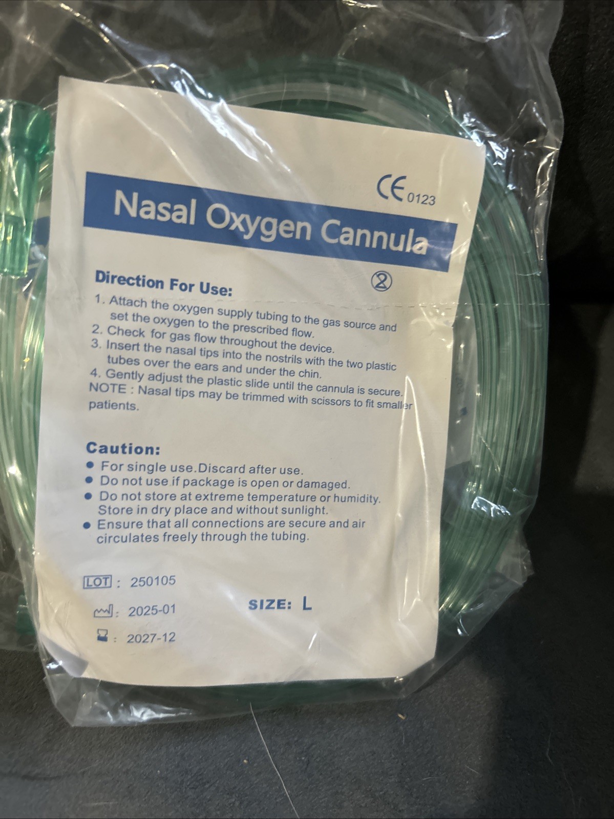 Lot of 10 Nasal Oxygen Cannula Adult Size 4ft Tubing Individually Sealed