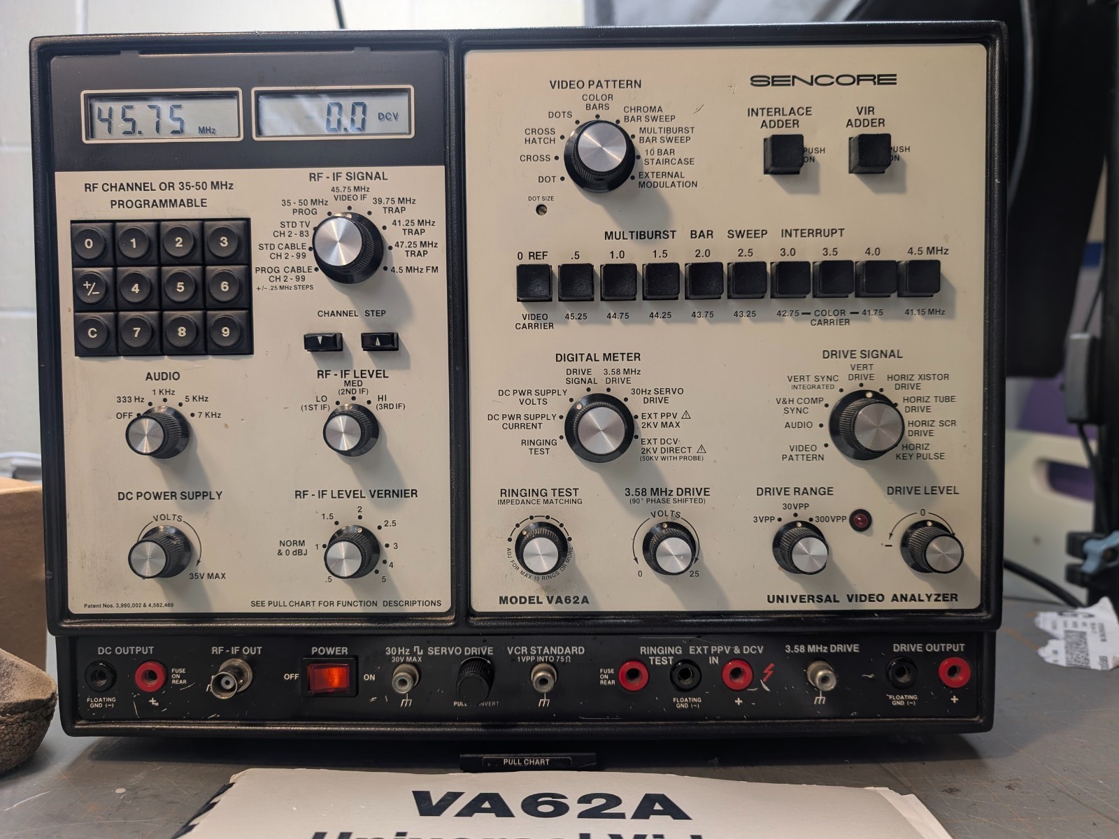 Sencore VA62 Universal Video Analyzer, Vintage Broadcast Service Equipment