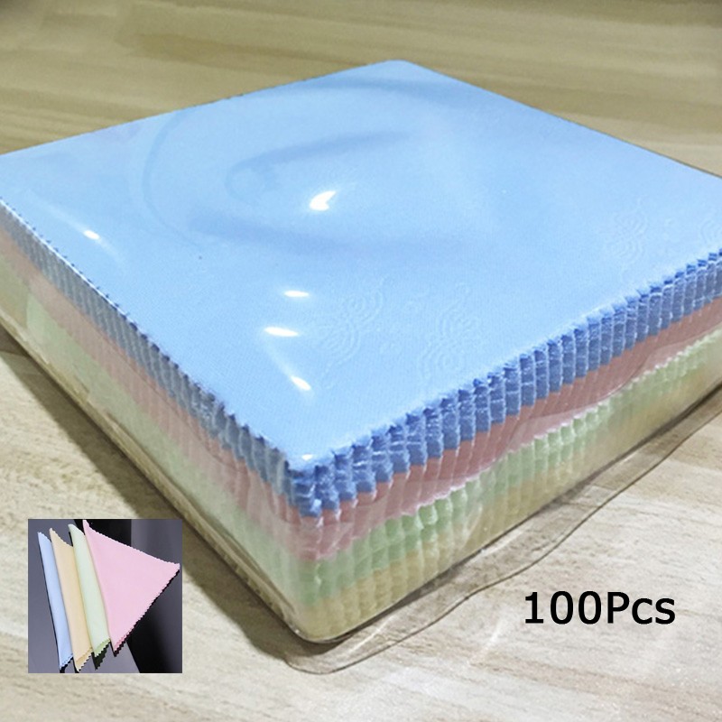 100pcs Microfiber Glasses Cleaning Cloth 5.1"×5.1" Clean Spectacles Dust Smudges