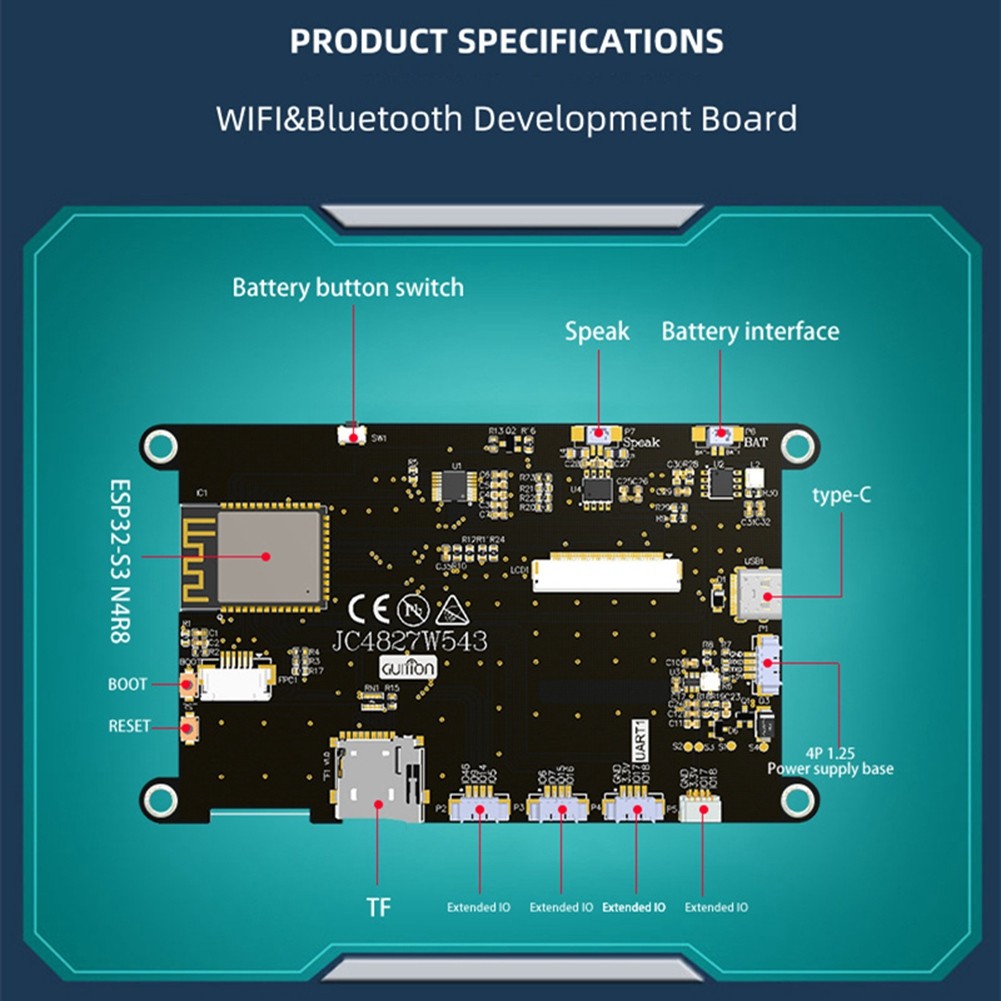 - LCD Display IPS Capacitive 8M PSRAM WIFI Bluetooth Development4635