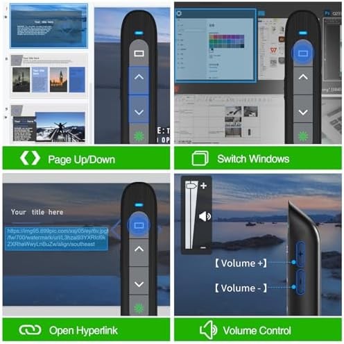 USB C Rechargeable Presentation Clicker with Green Light, Remote Clicker for Pre