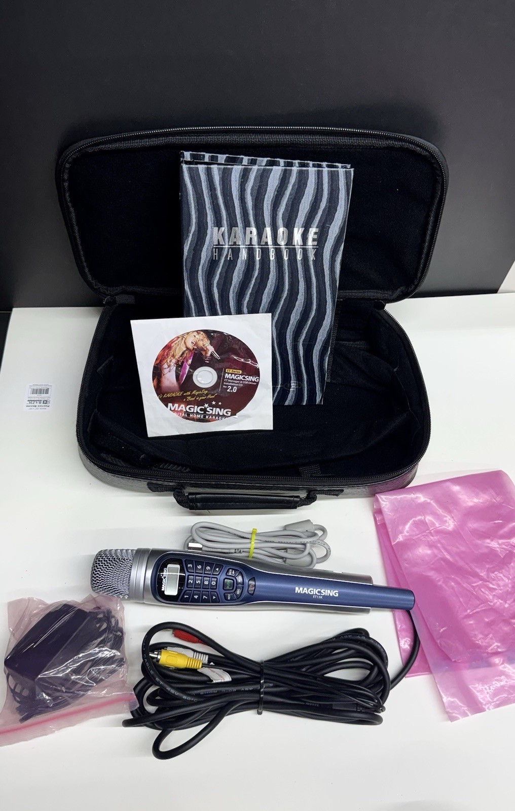 MAGIC SING Karaoke Microphone With Cables, Adapter, Bag & Book