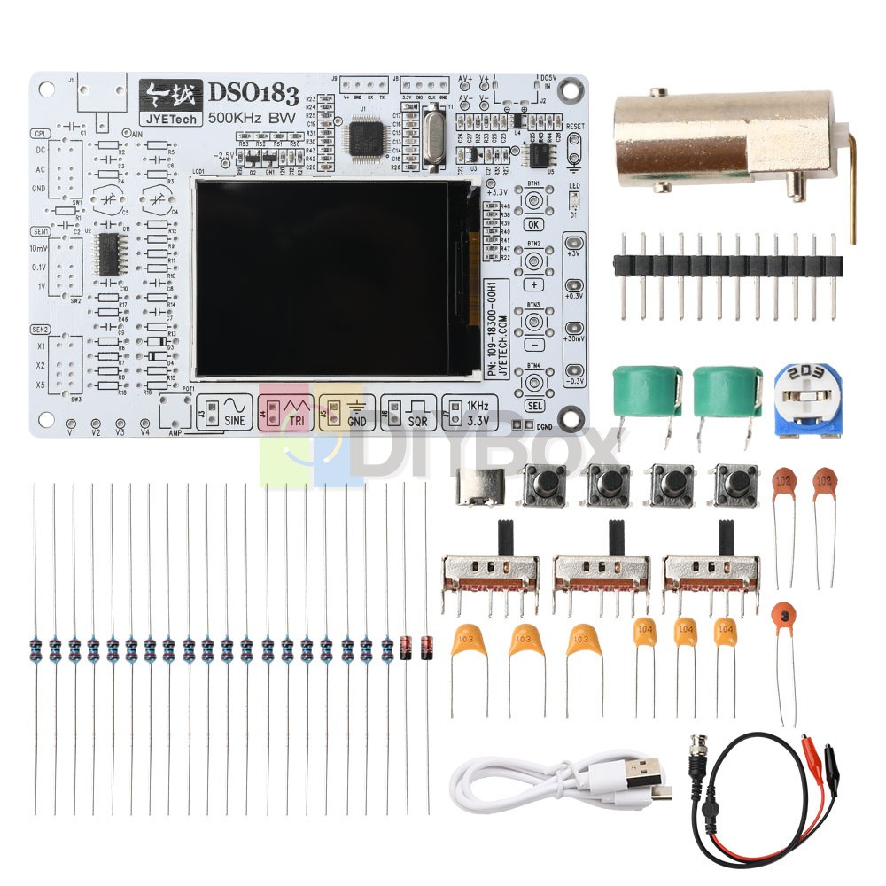 DIY Electronic Kit DSO183 Digital Oscilloscope DIY Teaching DC5V 0-500KHz Type C