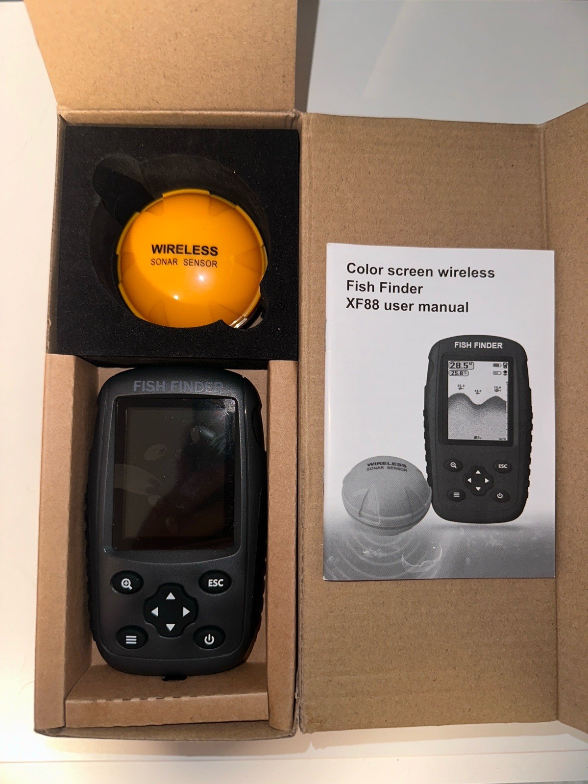 Fish Finder Portable Rechargeable Wireless Sonar with LCD Screen New In Box