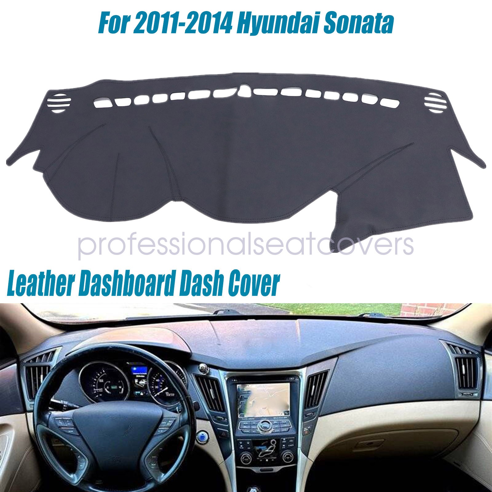 For 2011-2014 Hyundai Sonata Leather Dashboard Dash Cover Dashmat Carpet