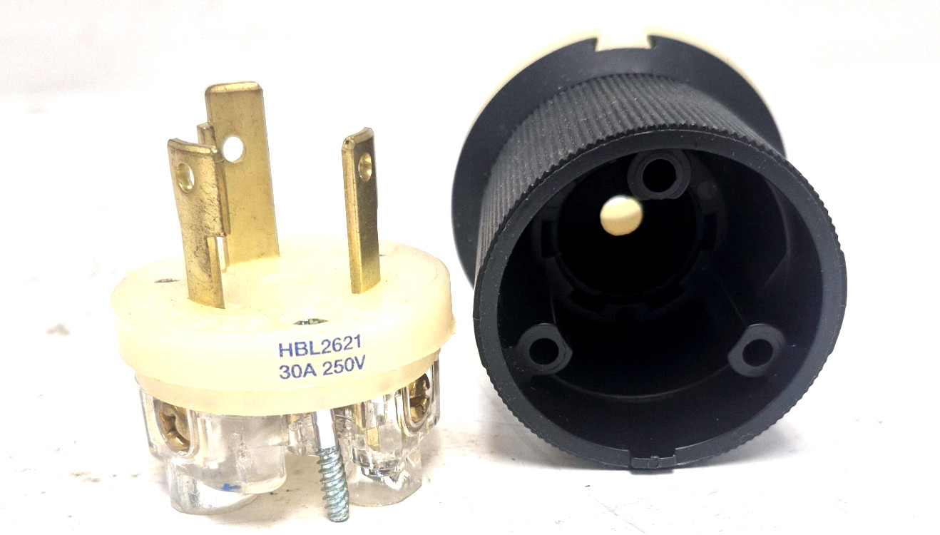 HUBBELL HBL2621 TWIST-LOCK PLUG IN SULGRIP 30A 250VAC 2 POLE 3 WIRE GROUNDING