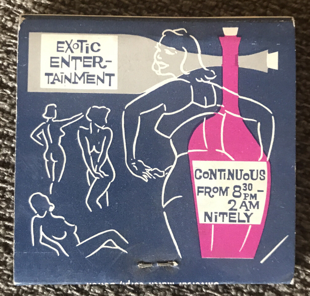 Vintage The Ivan-Hoe Room Theater Lounge Brass Rail Matchbook 20 West Adams