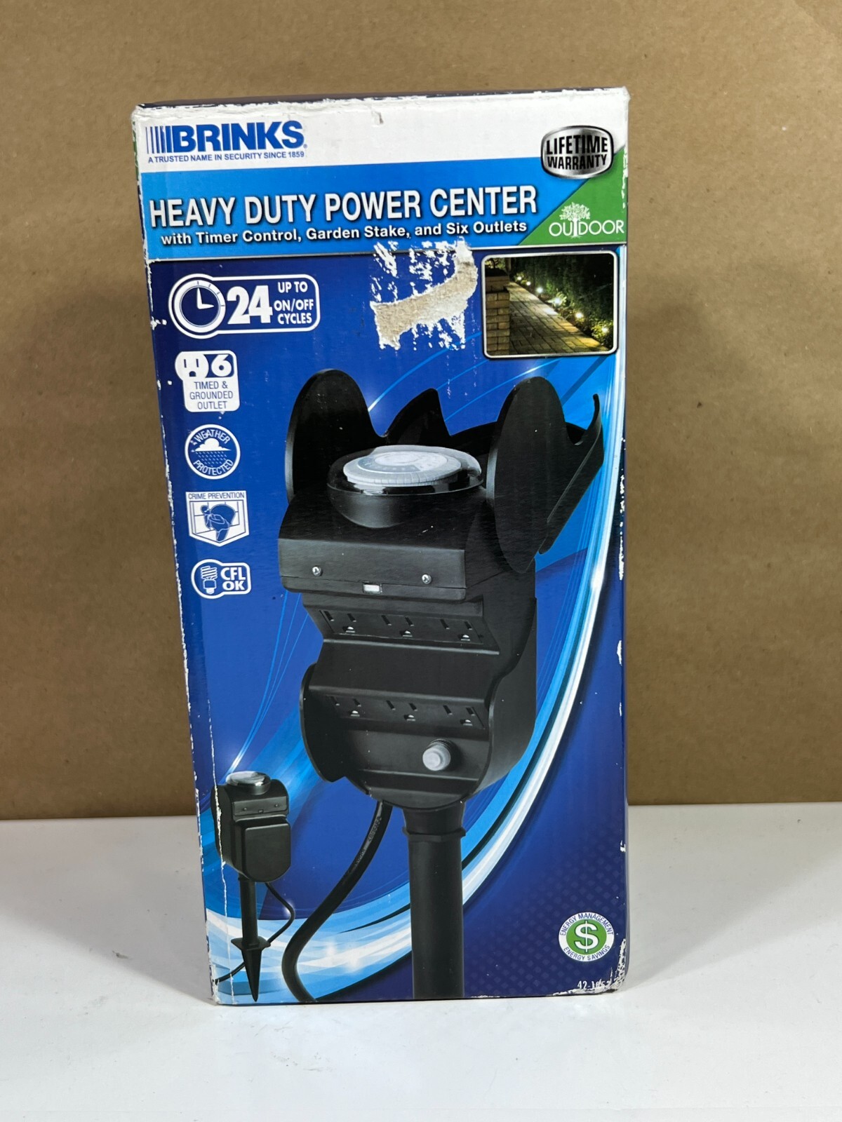 BRINKS 42-1053 Heavy Duty Power Center w/ Timer Control, Garden Stake, 6 Outlets