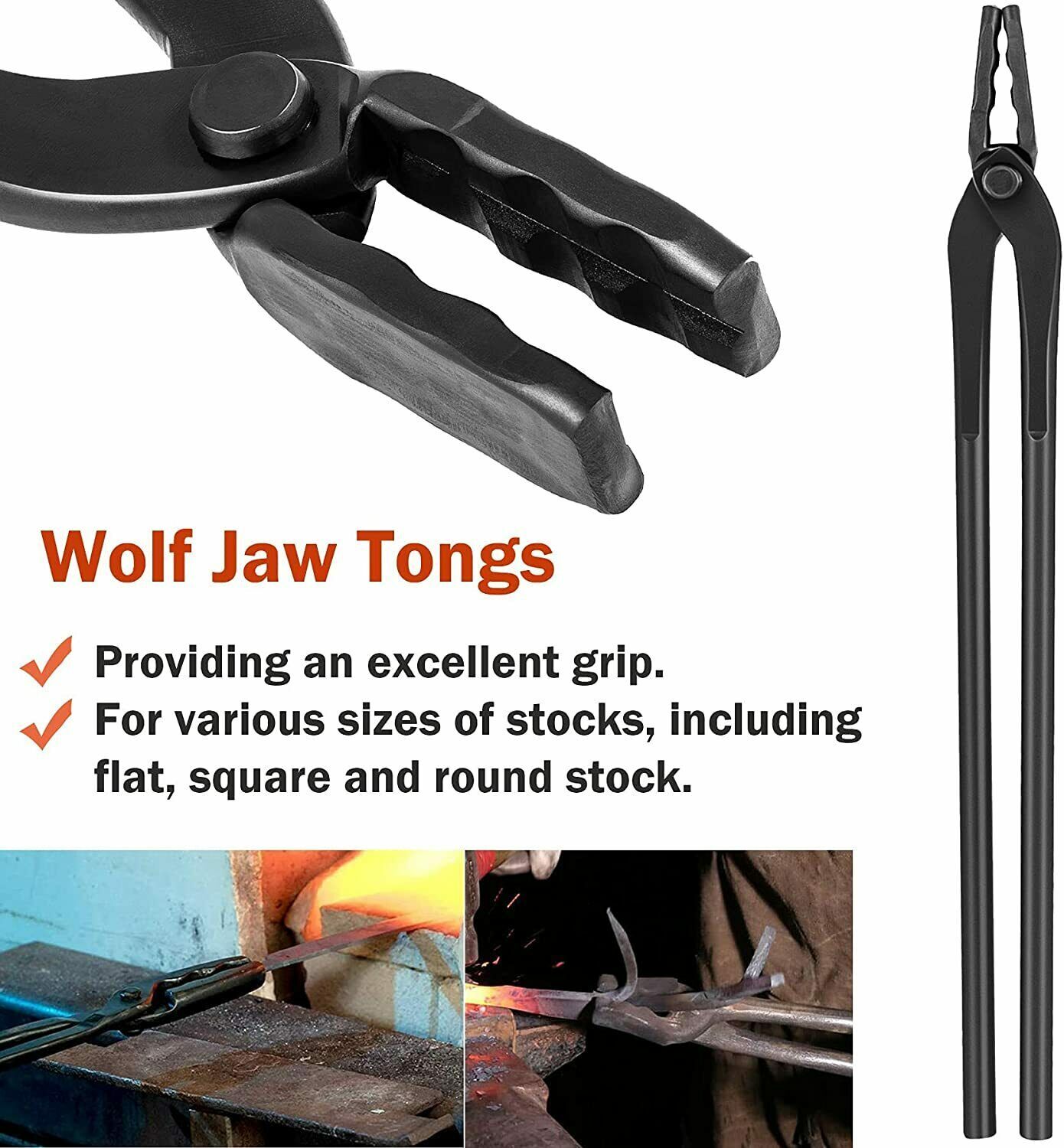 5PC Knife Making Blacksmith Tongs Bladesmith Hand Tool Set Anvil Vise Forge Flat