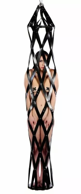 Real Leather Bondage Hanging Strap Cage – BDSM Suspension Restraint System