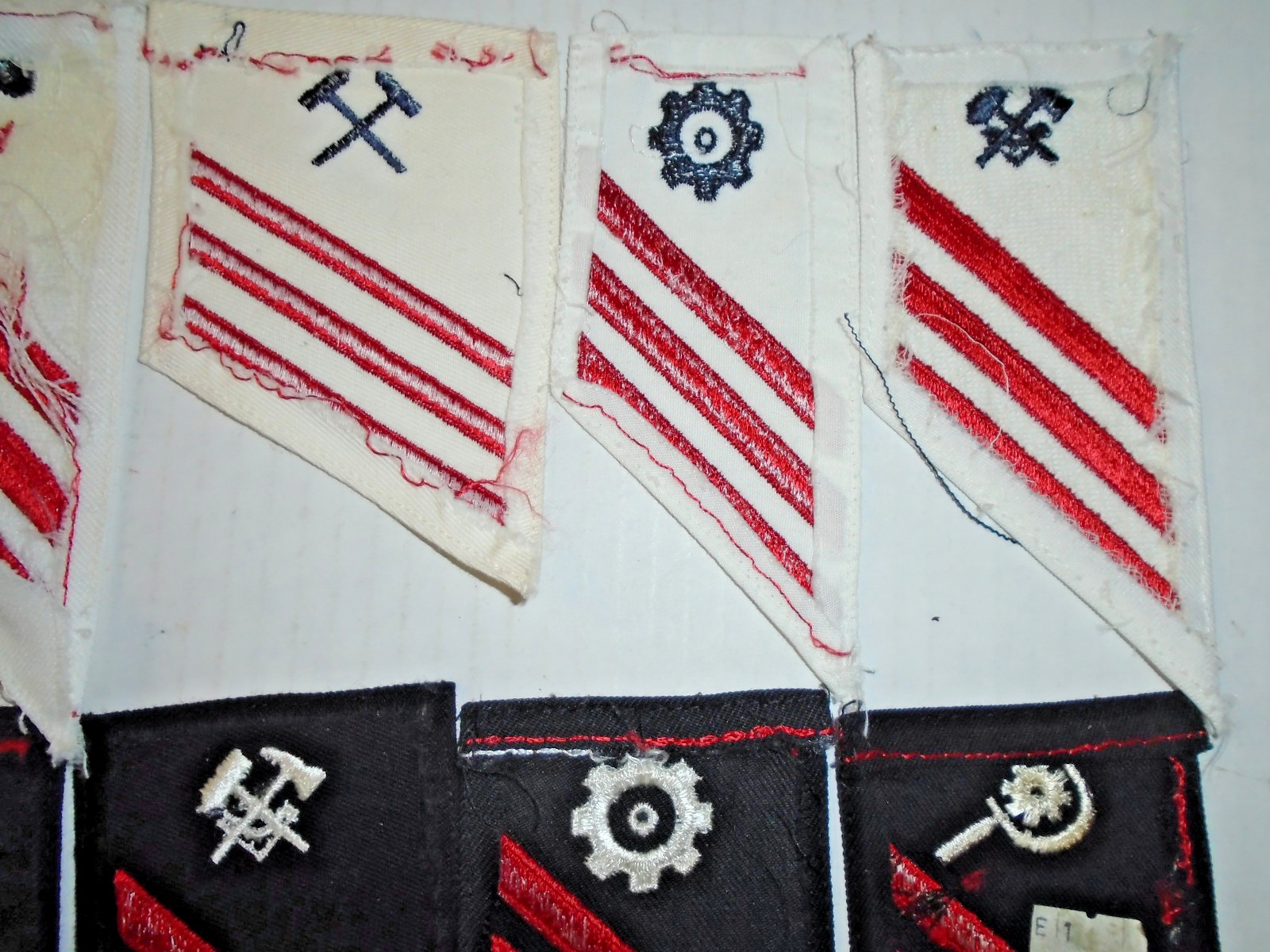 Lot of 10 Vintage US Navy Fireman Sleeve Stripes Patches E-3 Engineering Red