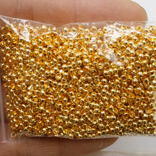 1000Pcs 2.4mm Gold Tone Crimps Round Findings Beads H0280