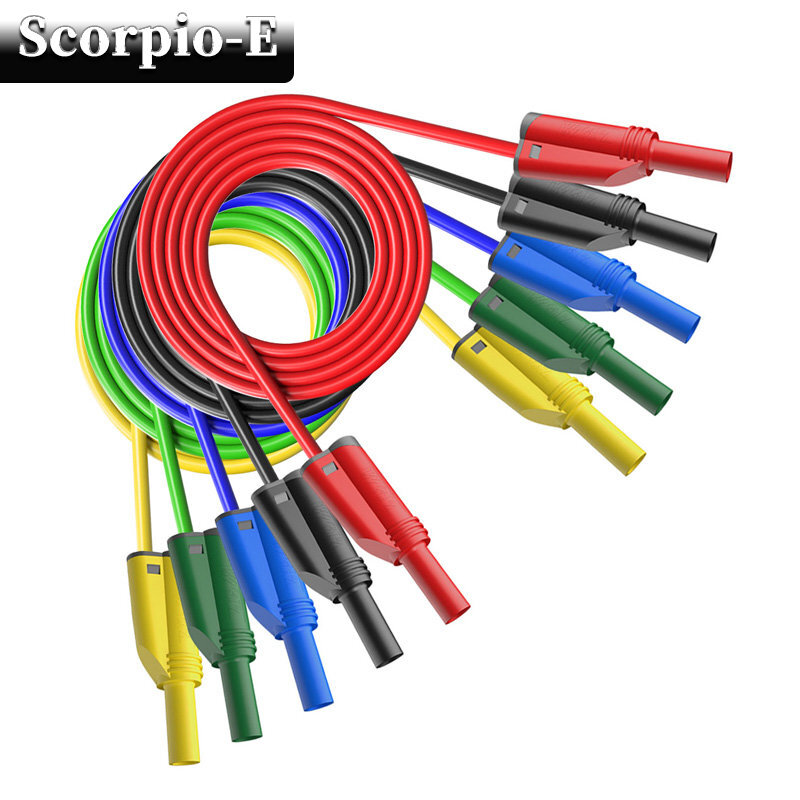 5PCS Shrouded 4mm Banana Plug Silicone Test Leads 14AWG Fully Insulated Safety
