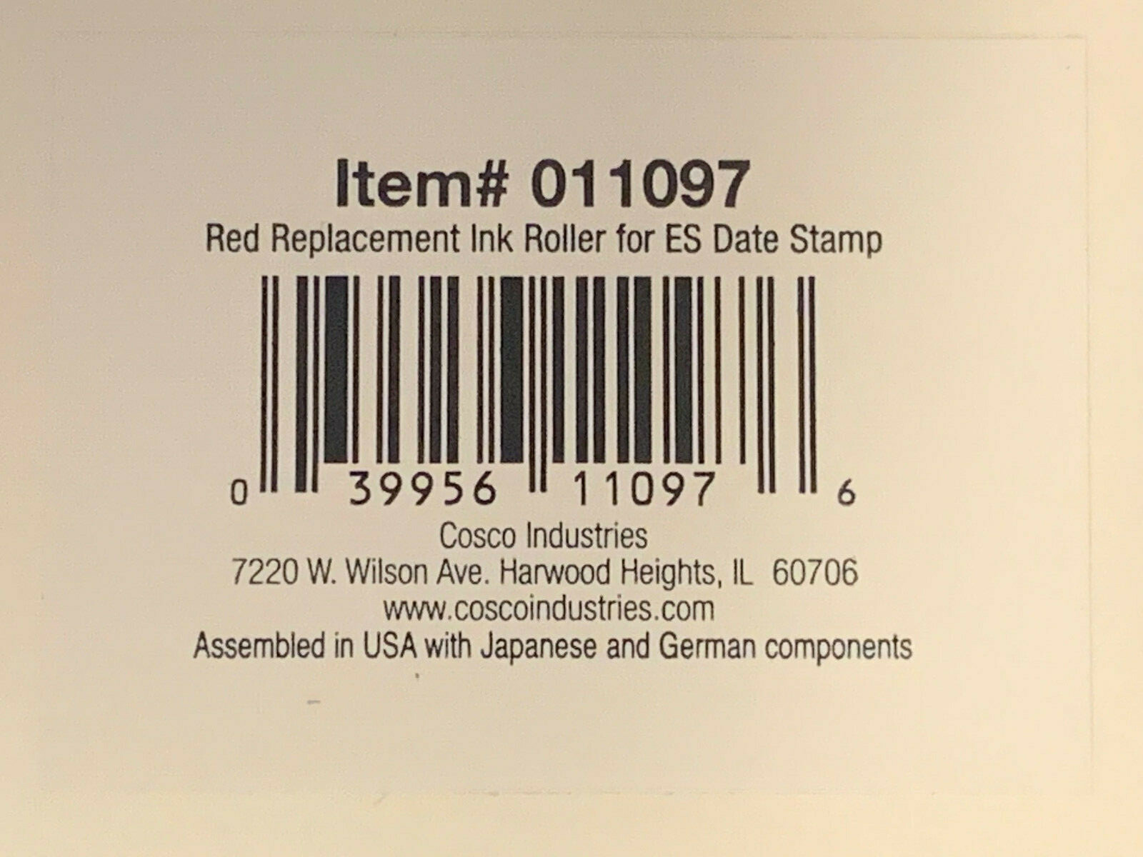 Red Replacement Ink Roller for ES Date Stamp 011097 Cosco