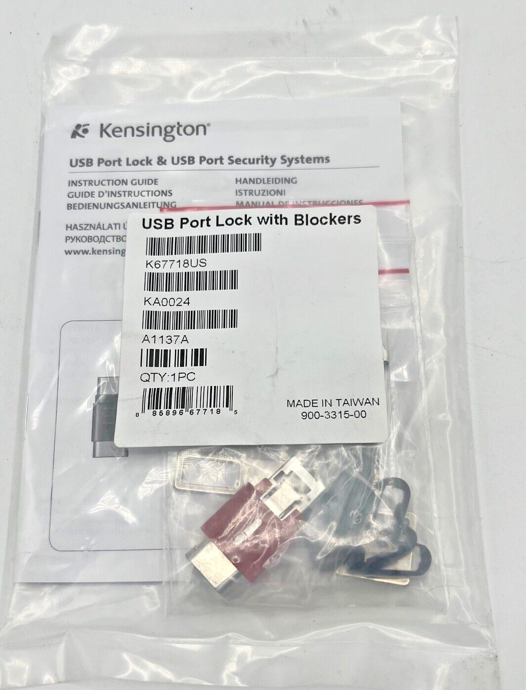 Kensington USB Port Lock with Blockers K67718US Data Security SEALED NEW