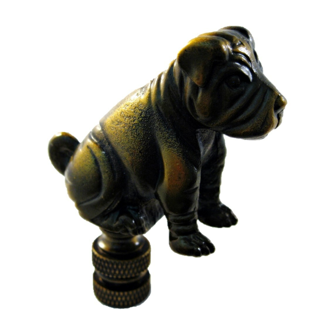 Lamp Finial-SITTING BULLDOG-Aged Brass Finish, Highly detailed metal casting