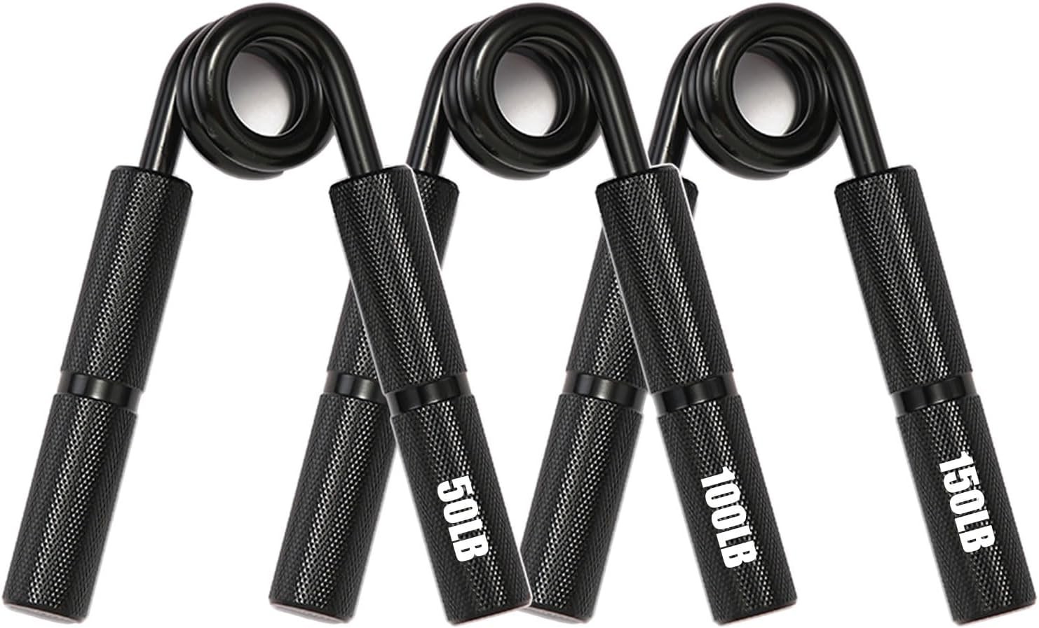 Silver Metal Hand Grip Set, 50LB-400LB No Slip Heavy-Duty Grip Strengthener