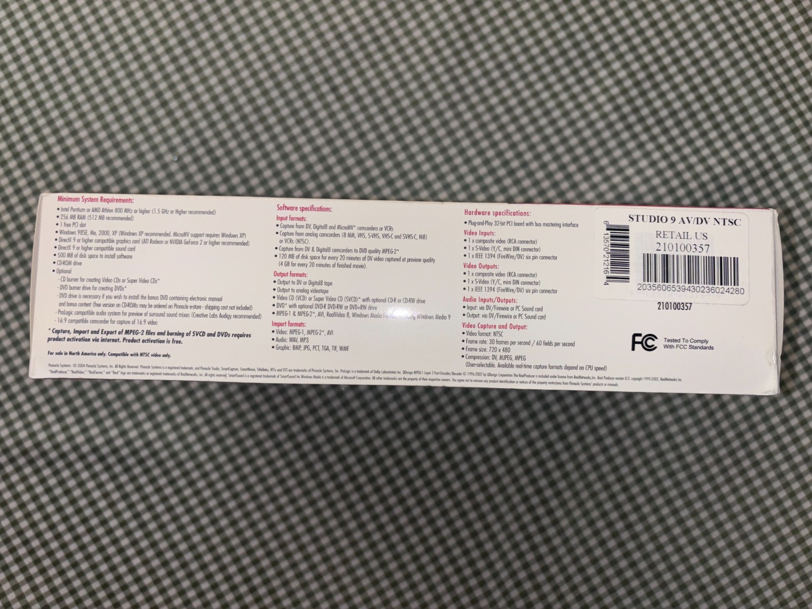 PINNACLE STUDIO AV/DV VERSION 9 VIDEO EDITING COMPLETE SEALED PCI SLOT