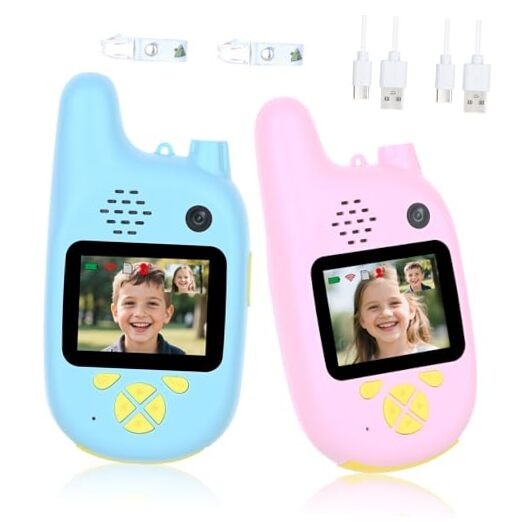 Video Walkie Talkies for Kids with Dual Cameras,2 Pack Rechargeable Kids