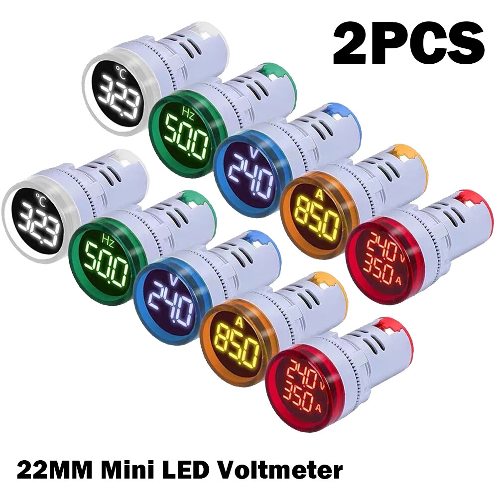 2Pcs 22MM Mini LED Voltmeter Digital Display Voltage Meter Volt Tester DC 6-100V