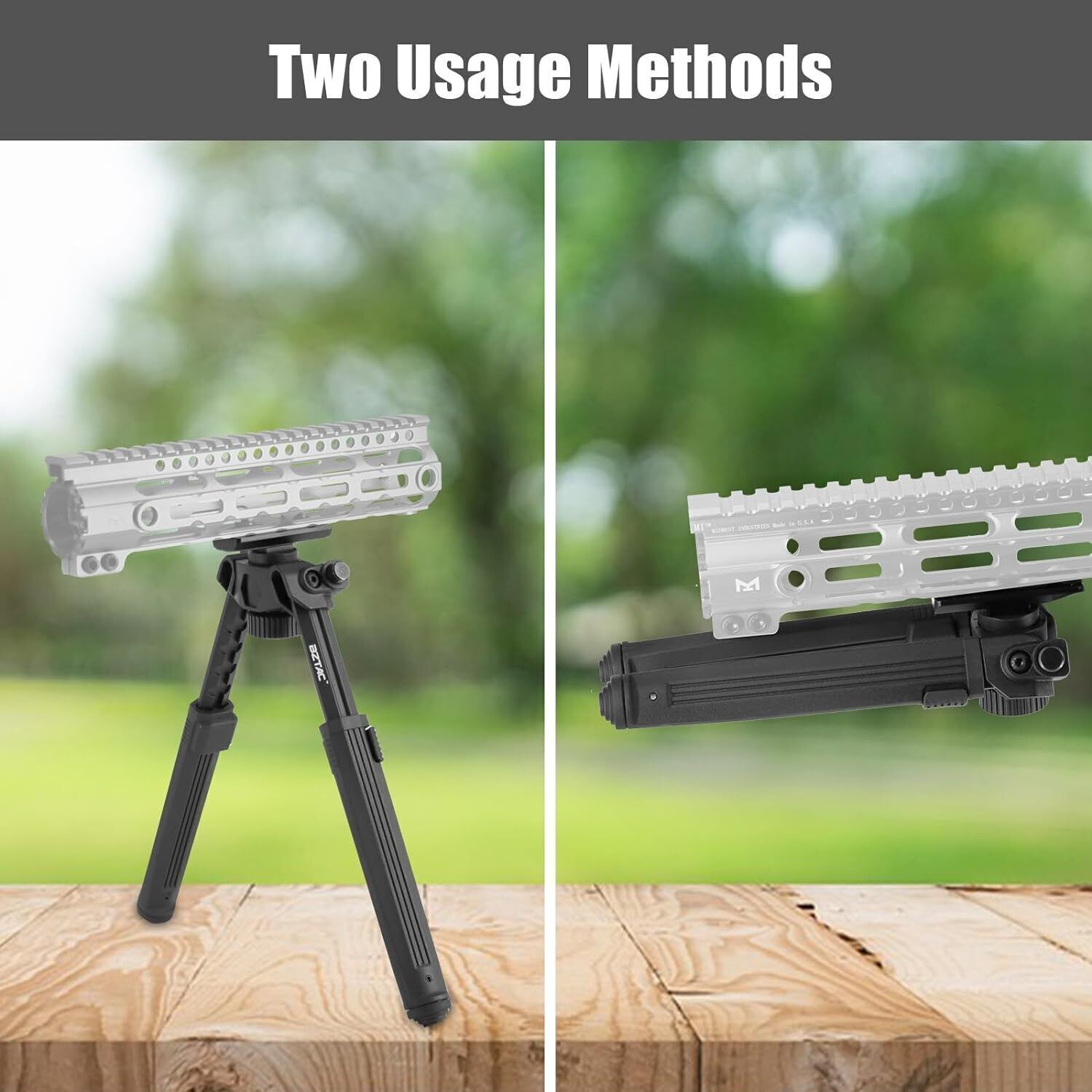 7.5-10.6' M-lok Rifle Bipod Tactical Adjustable Bipod Mount Rail Mount Aluminum