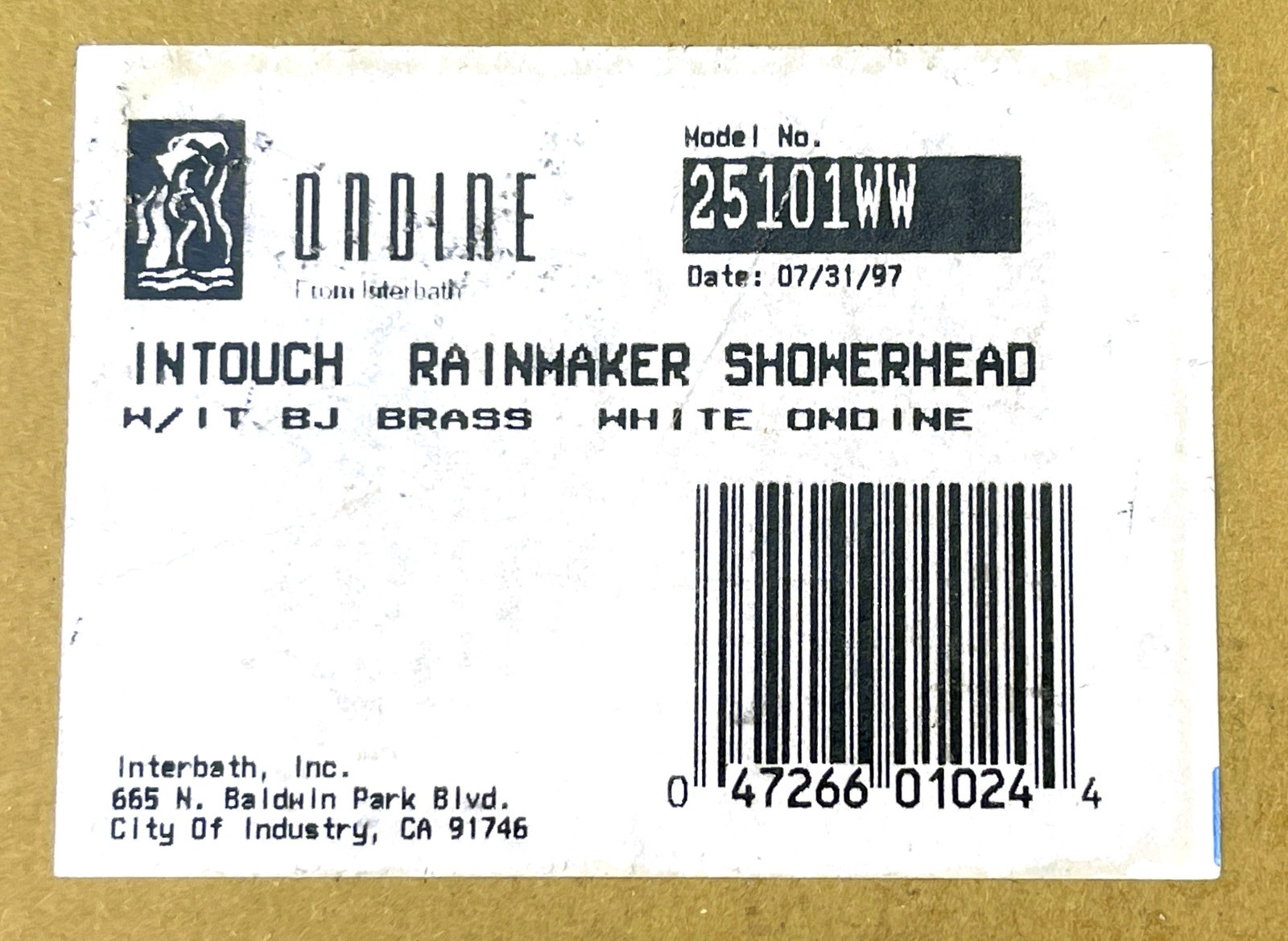 NOS ✅ ONDINE 25101WW InTouch Rainmaker Multi Function White Shower Head, Spa New
