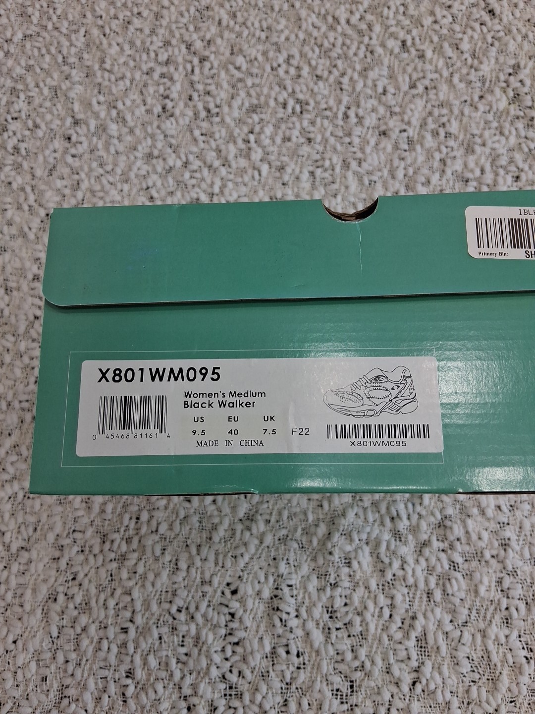 Apex X801WM095 Women's Size 9.5 Medium Black Walker Athletic Shoes New No Box