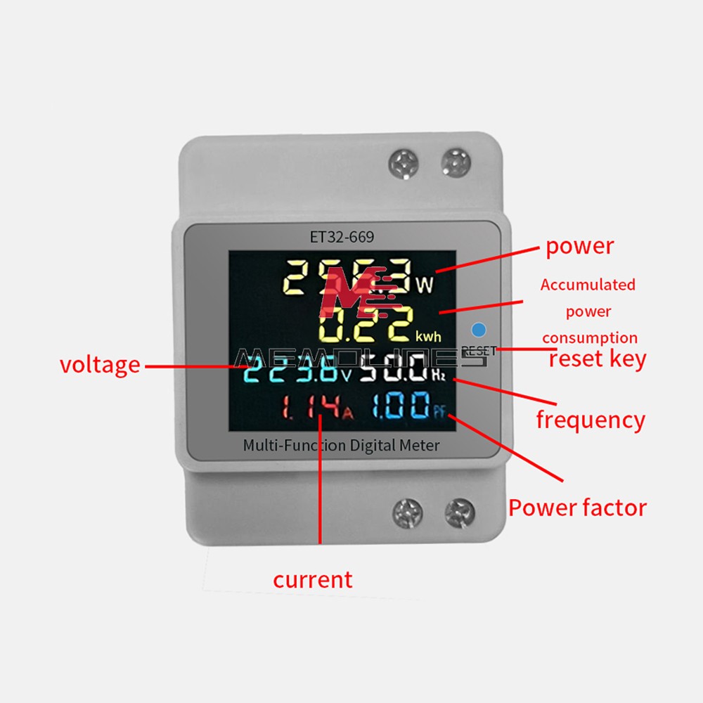 Multifunctional Digital Power Energy Monitor DIN-Rail Electricity Energy Meter