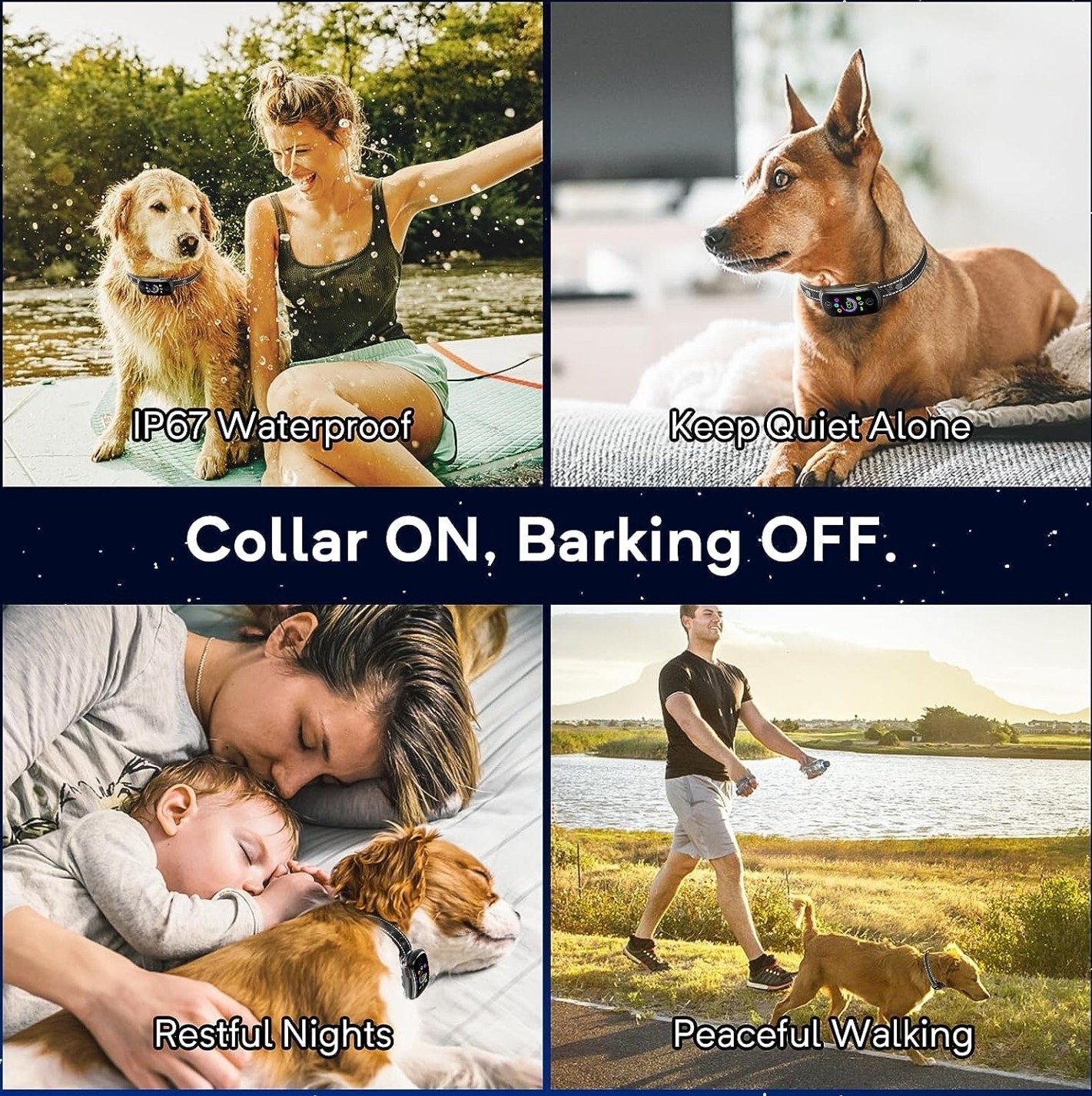 Dog Bark Collar, 2 in 1 Separate & Multiple Customized Beep Vibration Shock Mode