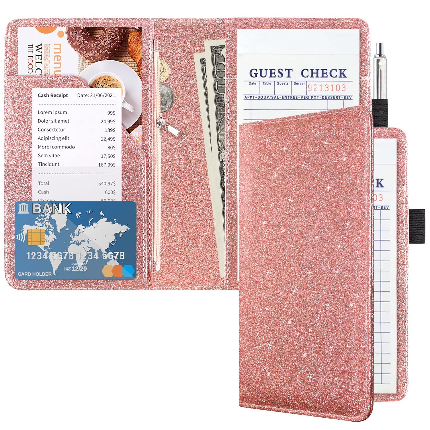 ACdream Server Book with Zipper Pocket, AA - Glitter Rose
