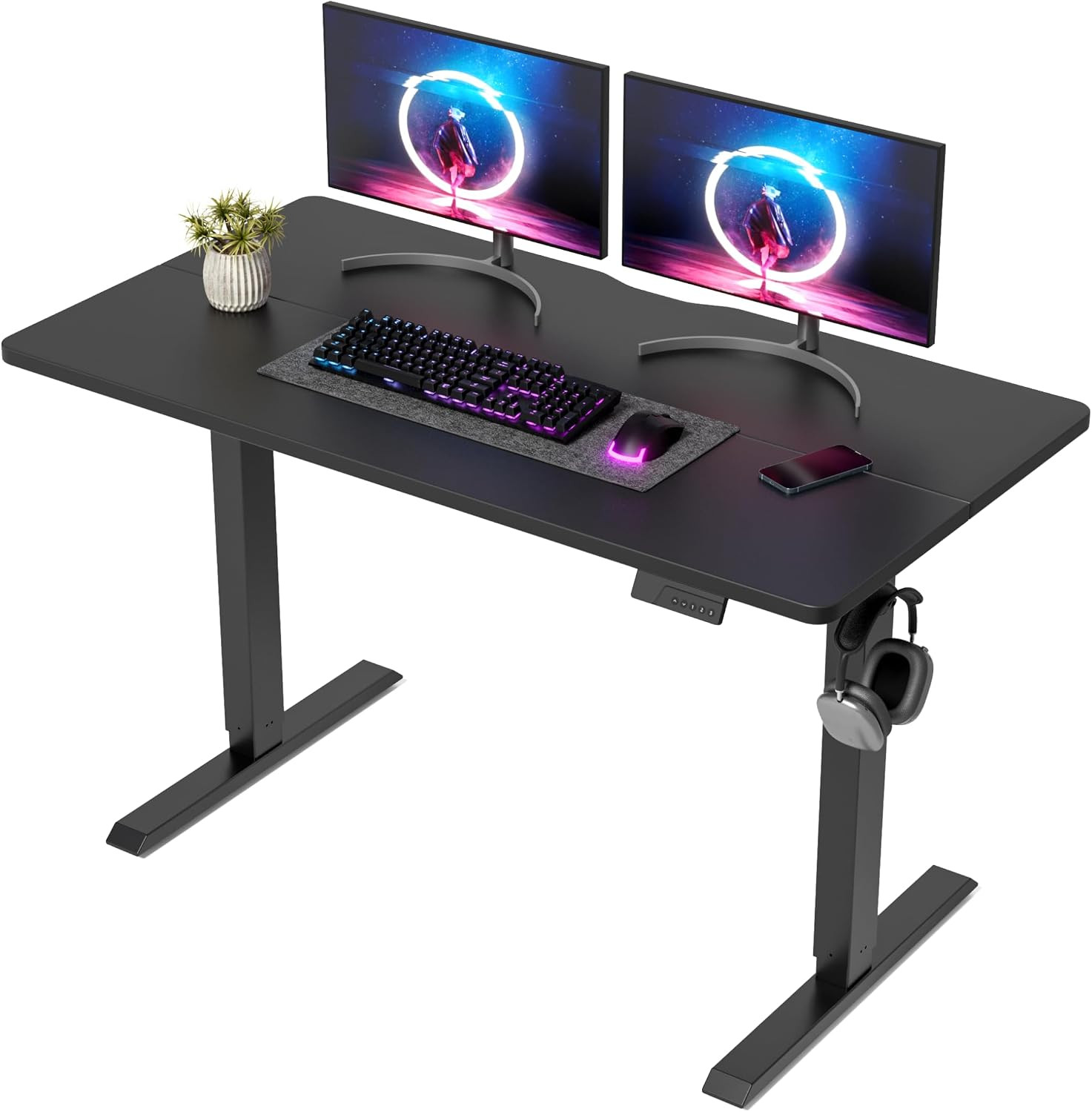 Standing Desk, 48 × 24 Inches Electric Height Adjustable, Sit and Stand Up, Comp