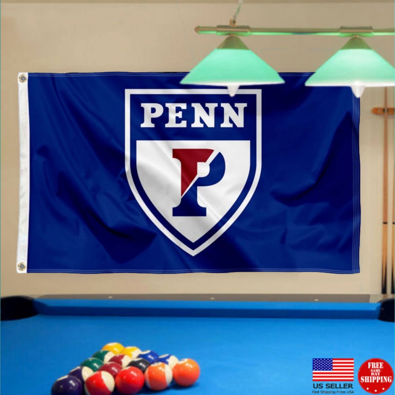 PENN QUAKERS FLAG 3X5 UNIVERSITY OF PENNSYLVANIA NEW 3X5 BANNER MAN CAVE FLAGS