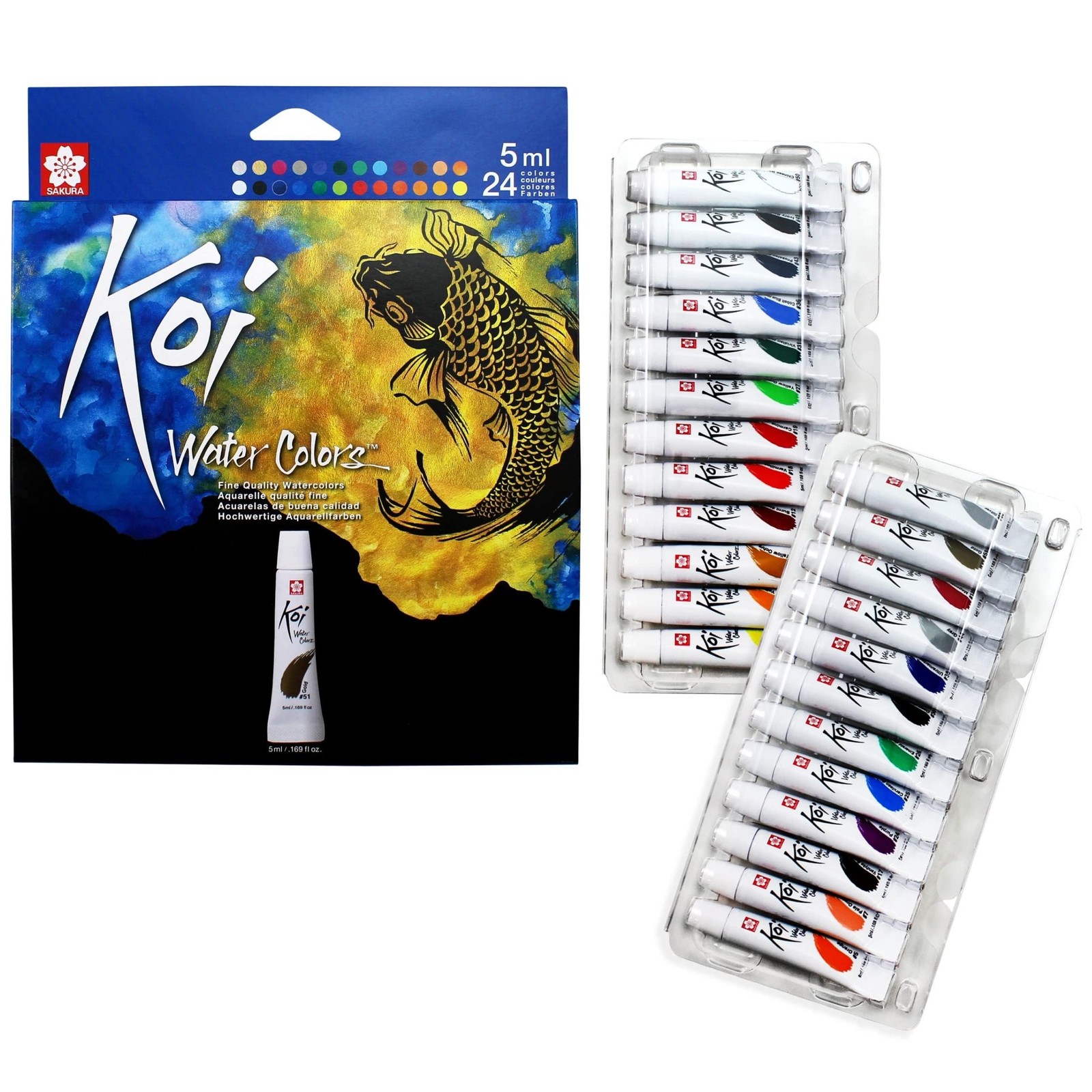 SAKURA Koi Water Color Paint, 5ml Tubes, 24 4.06 Fl Oz (Pack of 1), 24 Colors