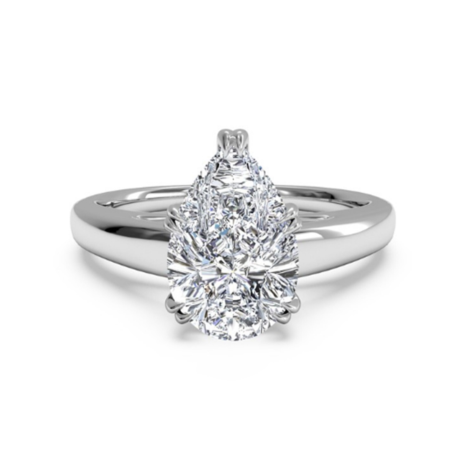 2.00 Ct Pear Cut Lab Created Diamond Engagement Ring 14K White Gold Size 8