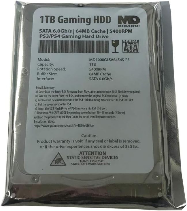 1TB 2.5inch 7MM Gaming Hard Drive for PS3/PS4 - 64MB Cache**