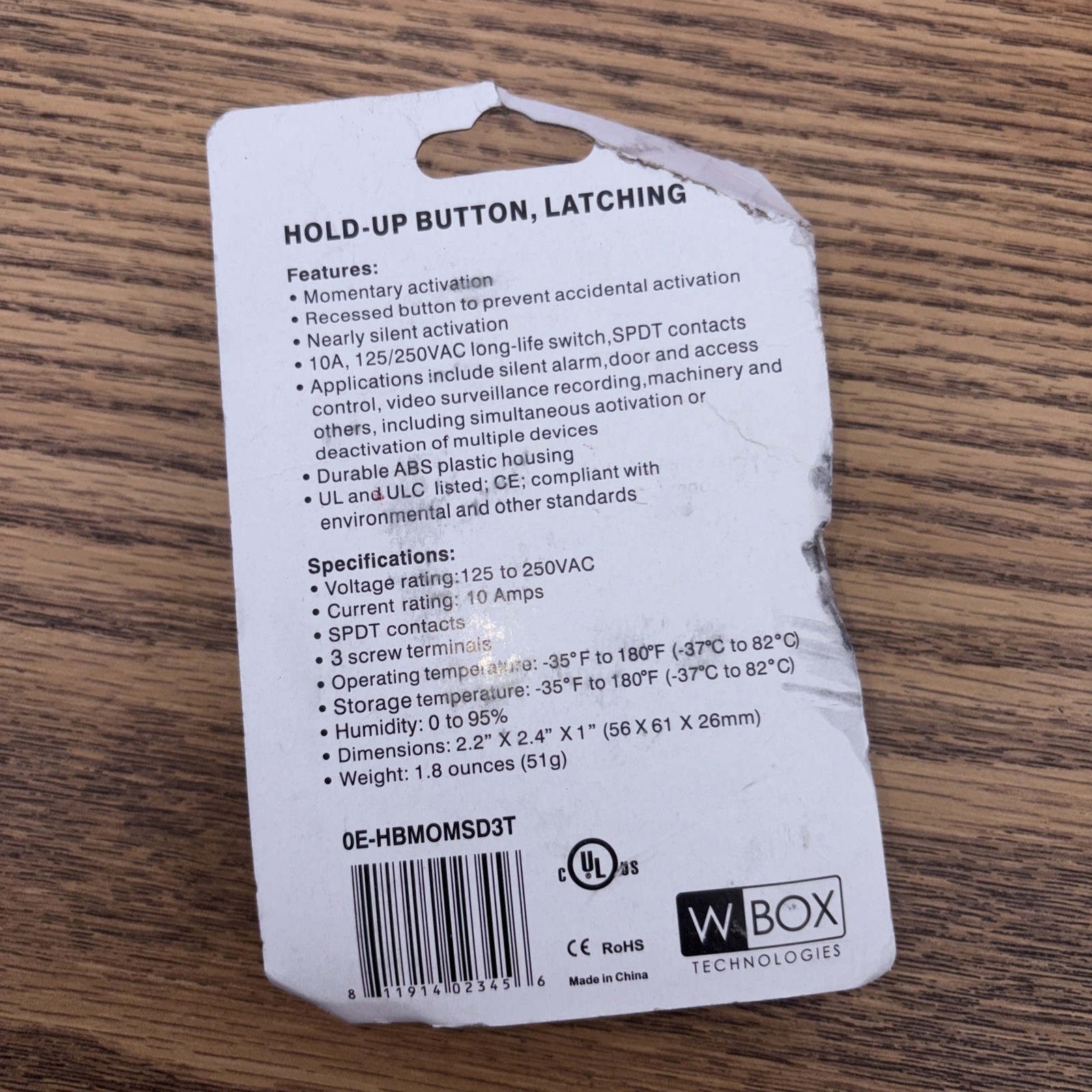 WBox Hold-Up Button OE-HBMOMSD3T