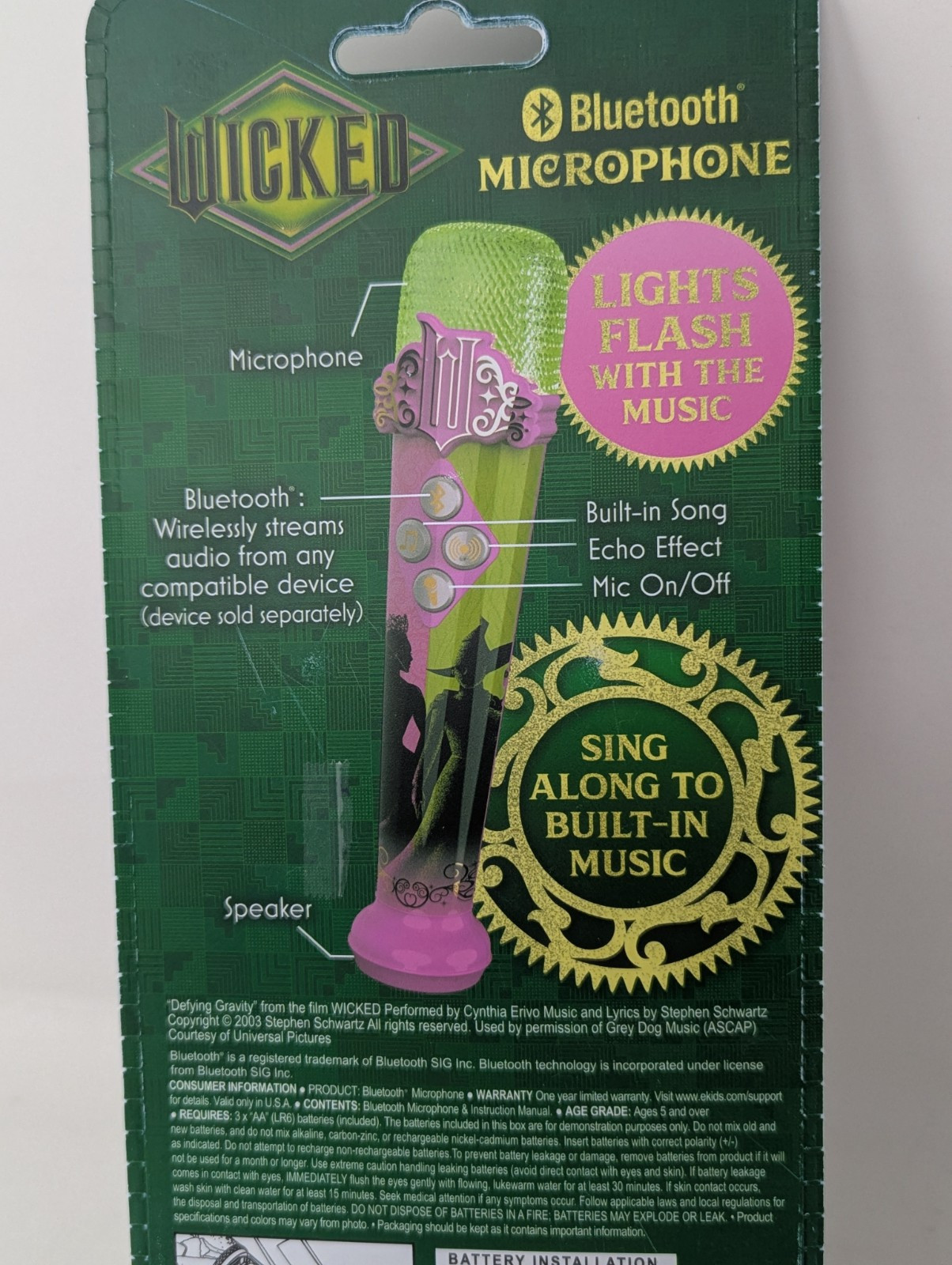Brand New Wicked Bluetooth Karaoke Microphone Sing Along w/Lights - Stream Audio