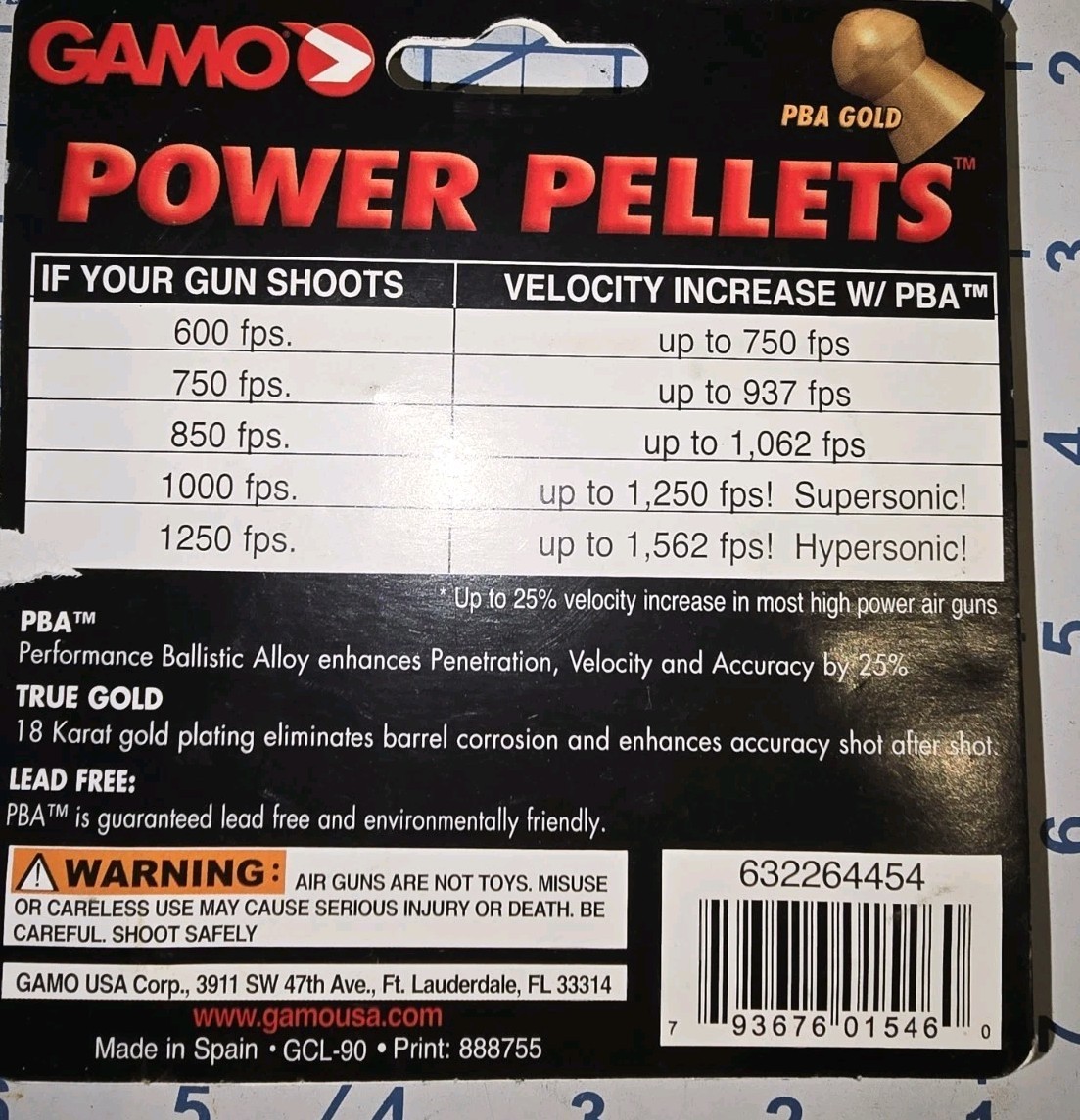 Gamo~ Raptor Power Pellets Supersonic PBA-18k Gold, 25% Faster,.177cal. 100 Ct.