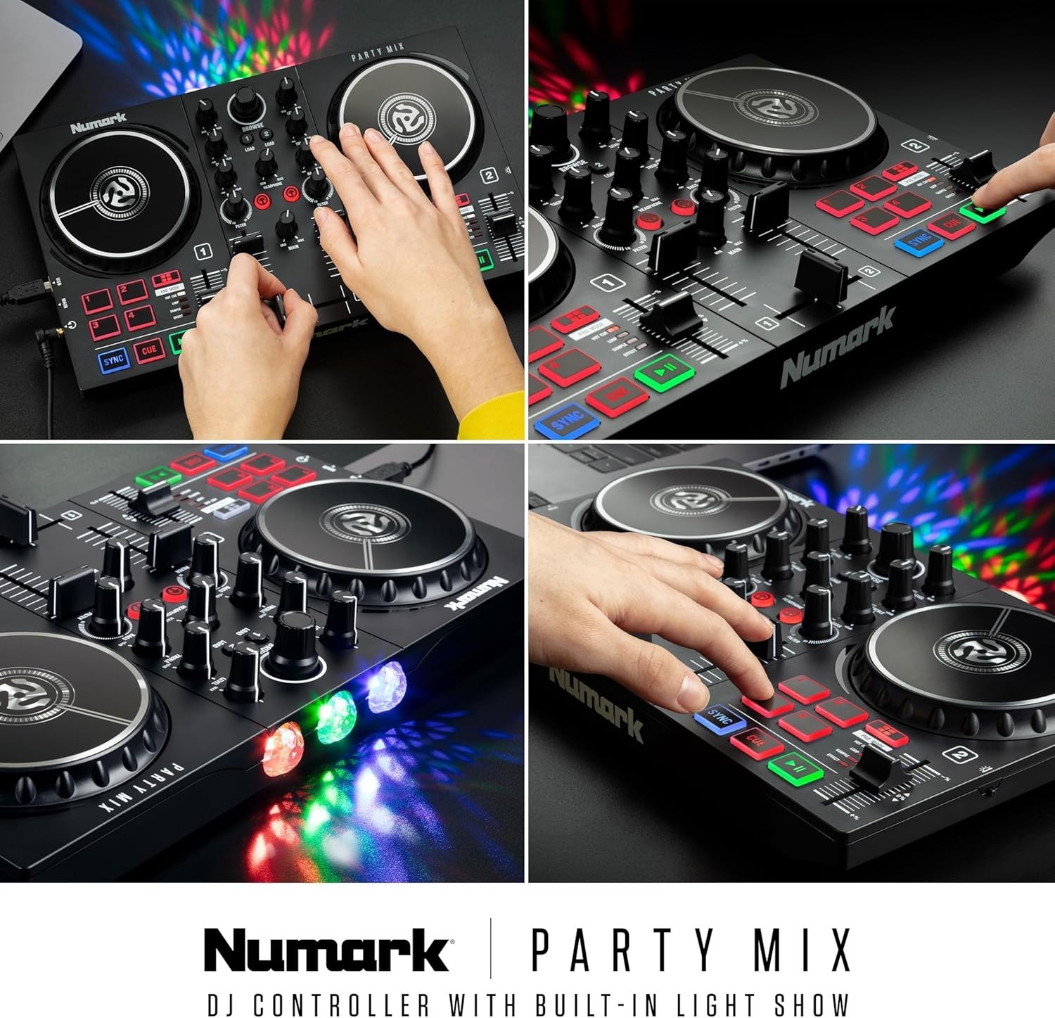 DJ Controller Plastic 2 Decks USB Interface Built-in Lights for Beginners