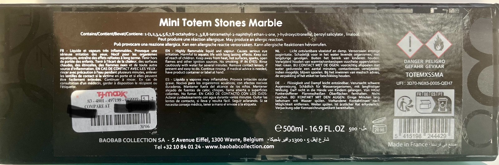 NIB BAOBAB MINI TOTEM StonesMarble UltraLuxeBelgian Perfume Diffuser16.9oz/500ml