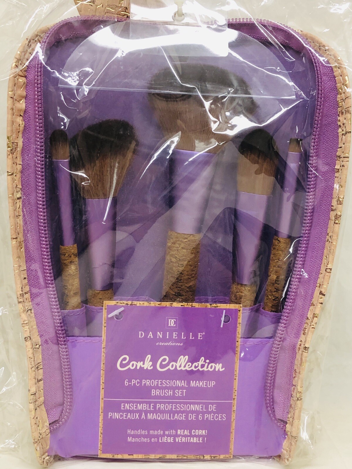 Danielle Creations 6-piece Cork Makeup Brush Set, Purple