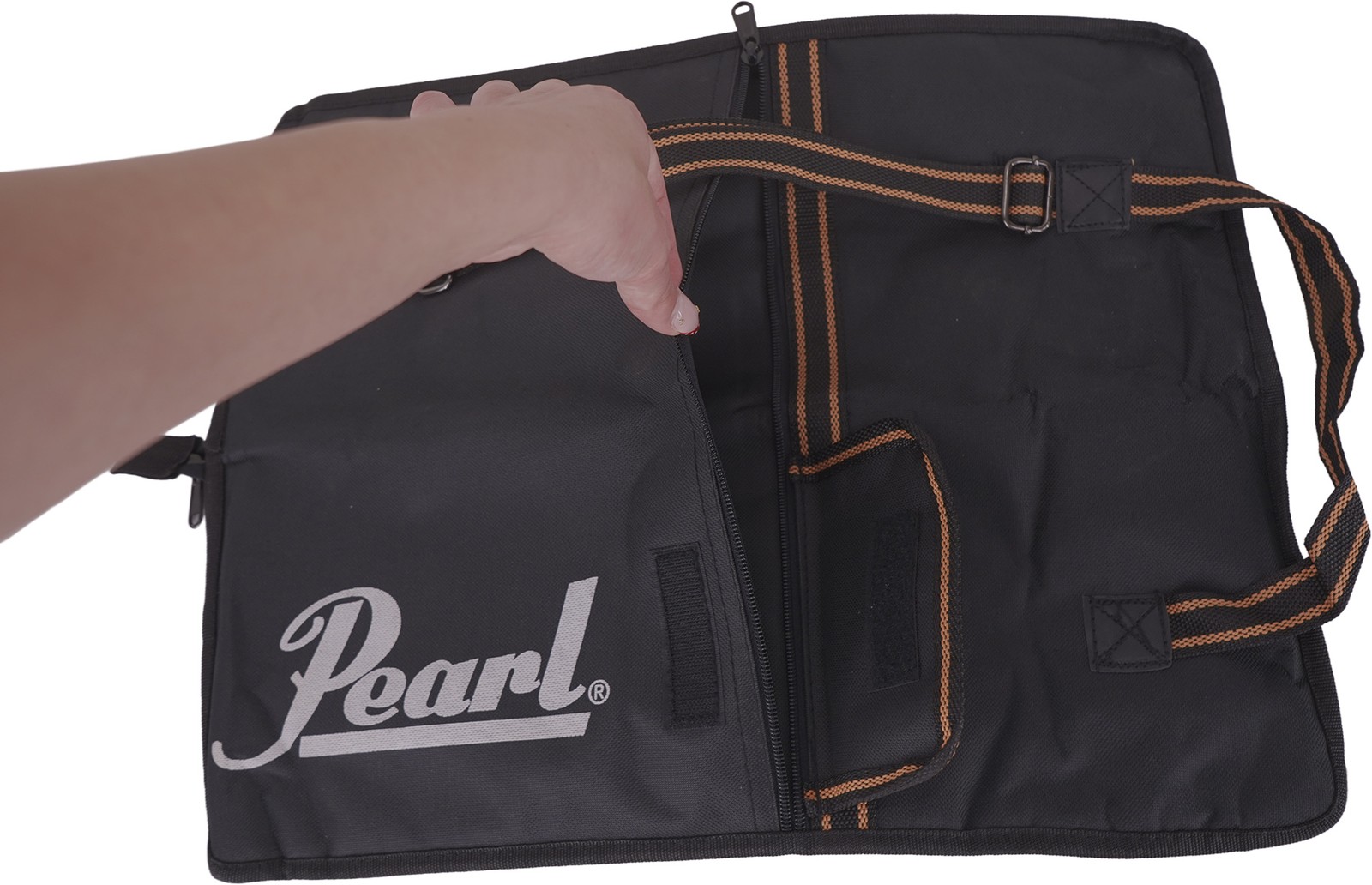 Pearl Orange and Blk Logo Stick Bag